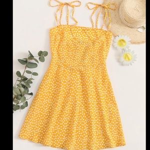 Yellow and white printed mini dress